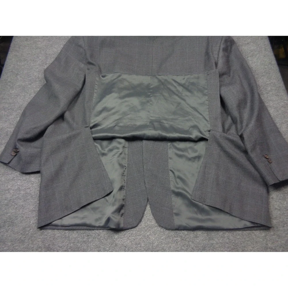 Ralph Ralph‎ Lauren Blazer Men 54R Gray Silk Wool Houndstooth Windowpane Plaid